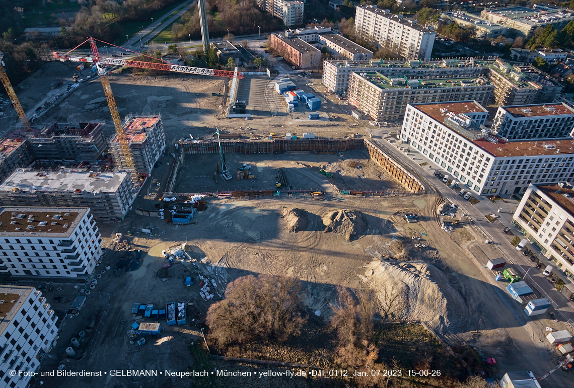 07.01.2023 - Baustelle zum Alexisquartier und Pandion Verde in Neuperlach